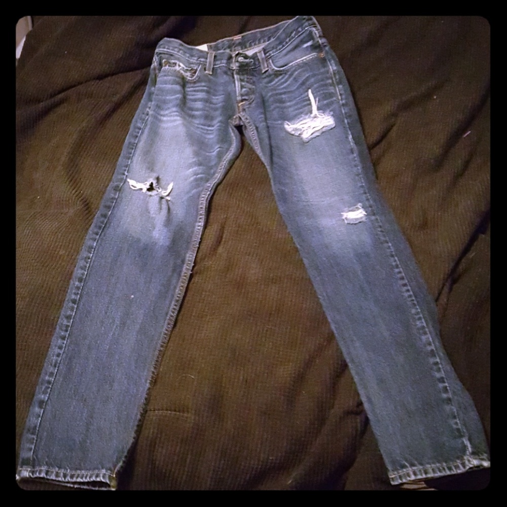 Blue Hollister Jeans (Purposely Worn & Torn)